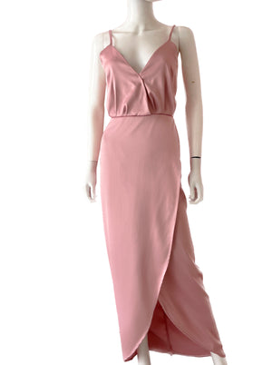 Vestido tirantes tulipán rosa palo.