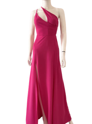 Vestido dos straps de lado rosa mex.