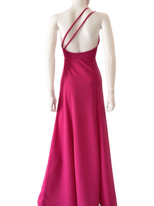 Vestido dos straps de lado rosa mex.