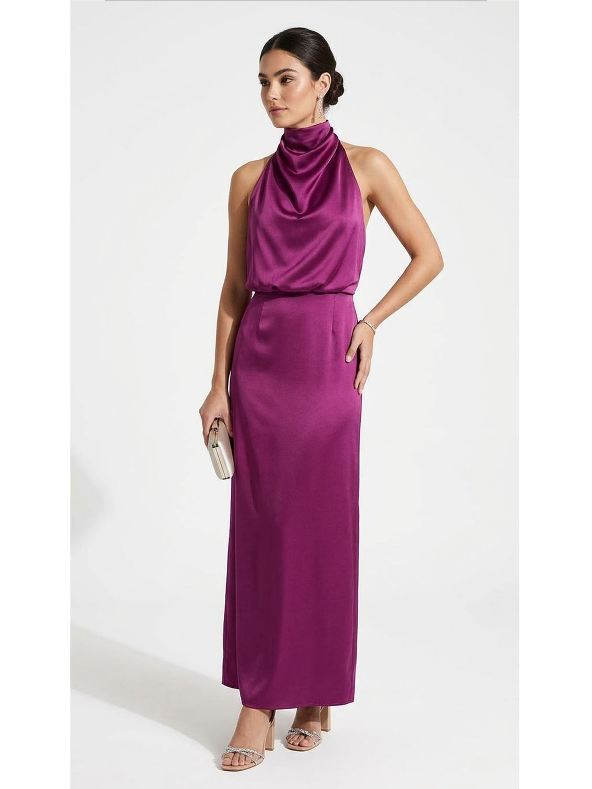 Vestido midi cuello alto bugambilia