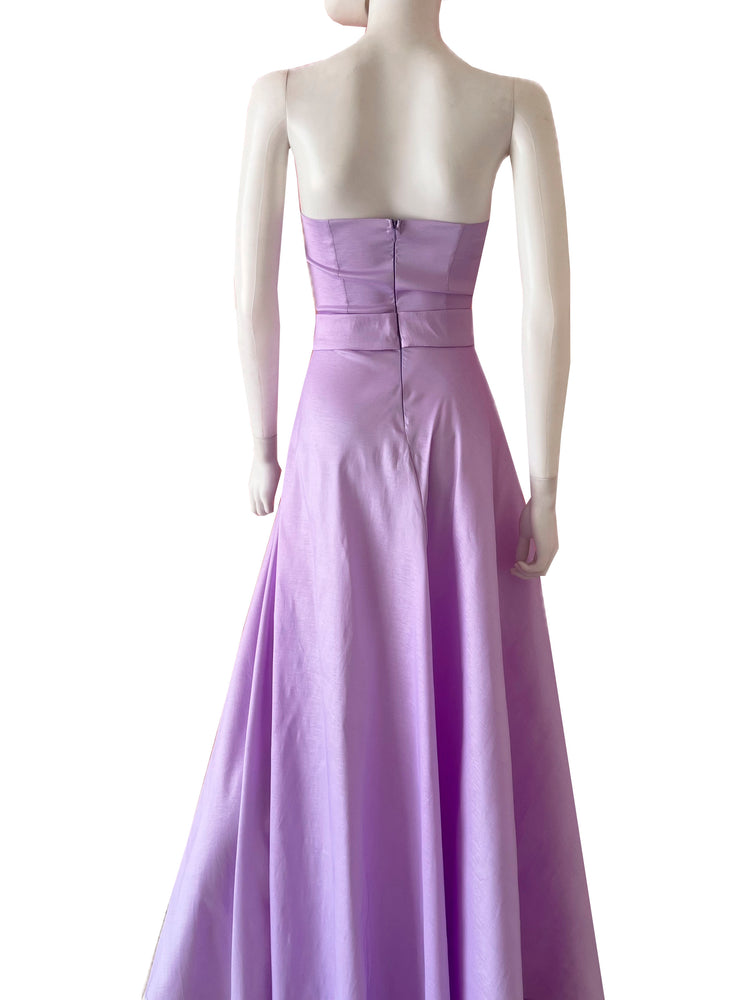 Vestido strapless moño en falda lavanda