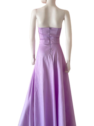 Vestido strapless moño en falda lavanda