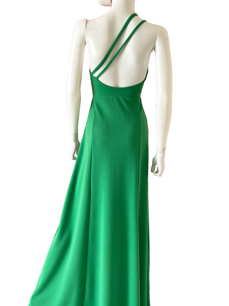 Vestido dos straps de lado verde.