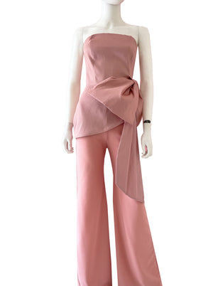 Set pantalon y top con moño rosa palo