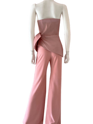 Set pantalon y top con moño rosa palo