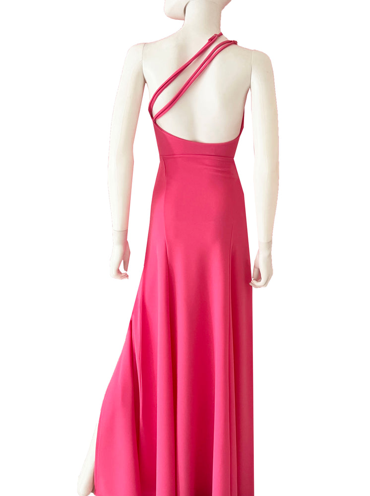 Vestido dos straps de lado rosa.