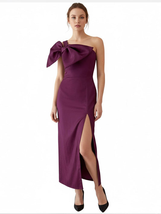 Vestido moño en pecho bugambilia