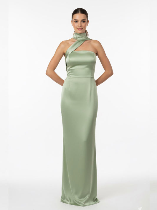 Vestido banda en cuello pistache
