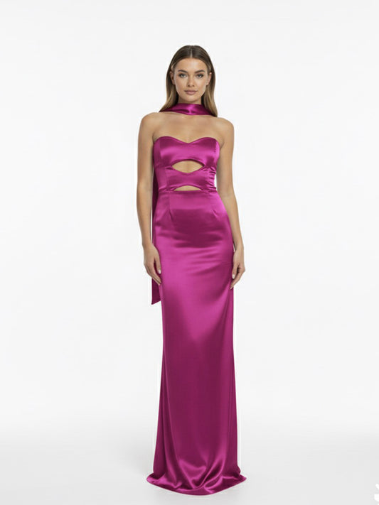 Vestido coutout cinta en cuello buga