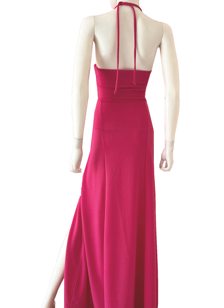 Vestido cout out halter rosa mex.