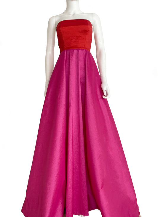 Vestido Bicolor strapless.