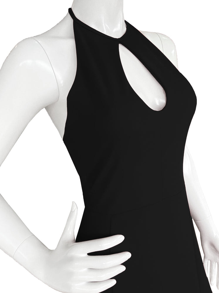 Vestido halter con corte en busto negro.