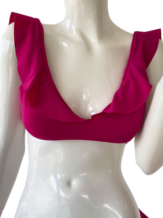 Top volante rosa mex.