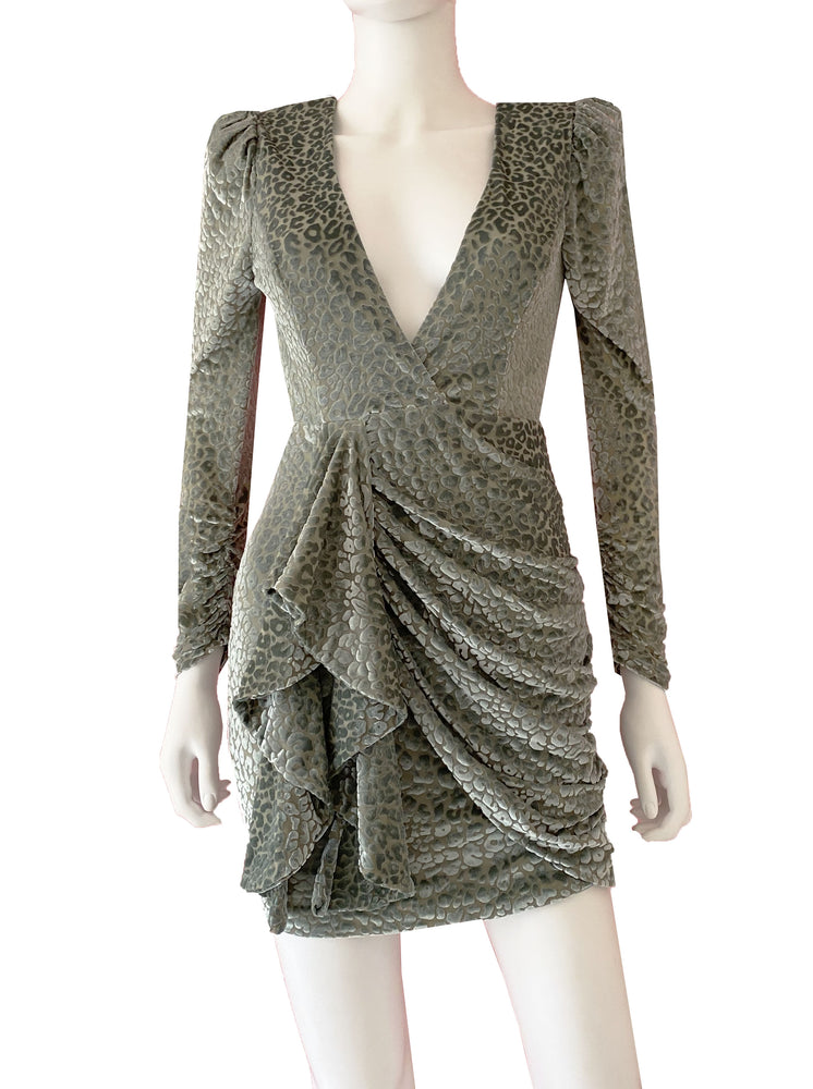 Vestido velvet animal print verde.