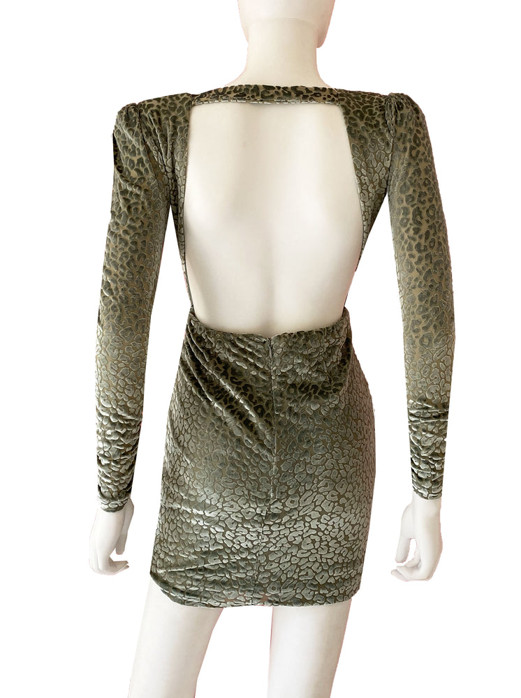 Vestido velvet animal print verde.