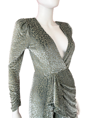 Vestido velvet animal print verde.