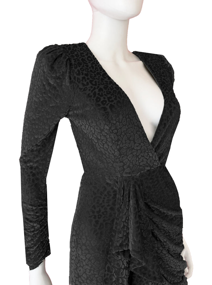 Vestido velvet animal print negro.