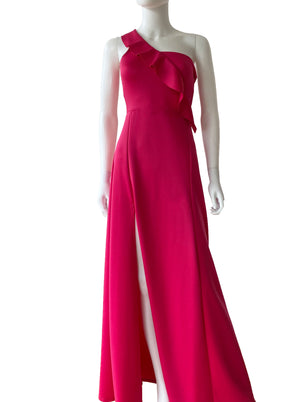 Vestido tirante olán rosa mexicano