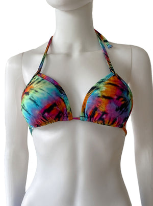 Top bikini triangulo tie-dye.