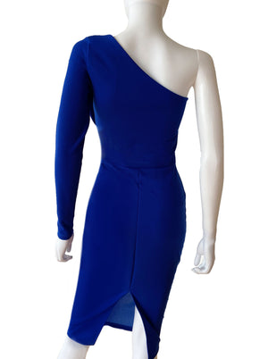 Vestido pétalo midi azul rey.