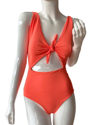 Monokini amarre peach neón.