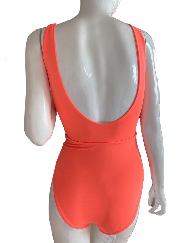 Monokini amarre peach neón.