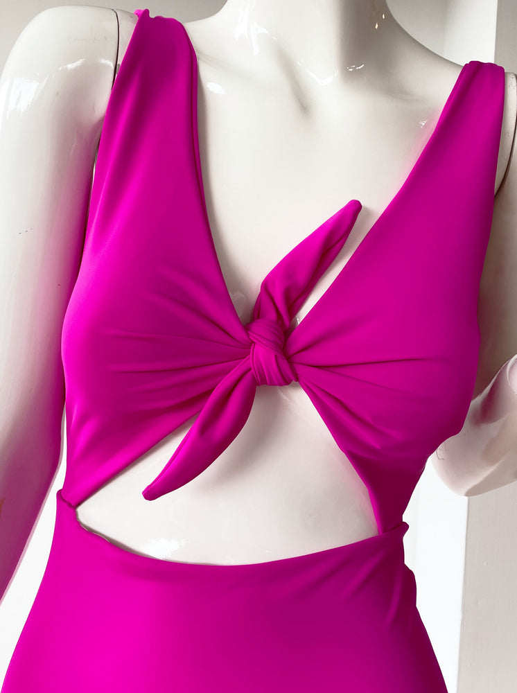 Monokini amarre rosa neón.