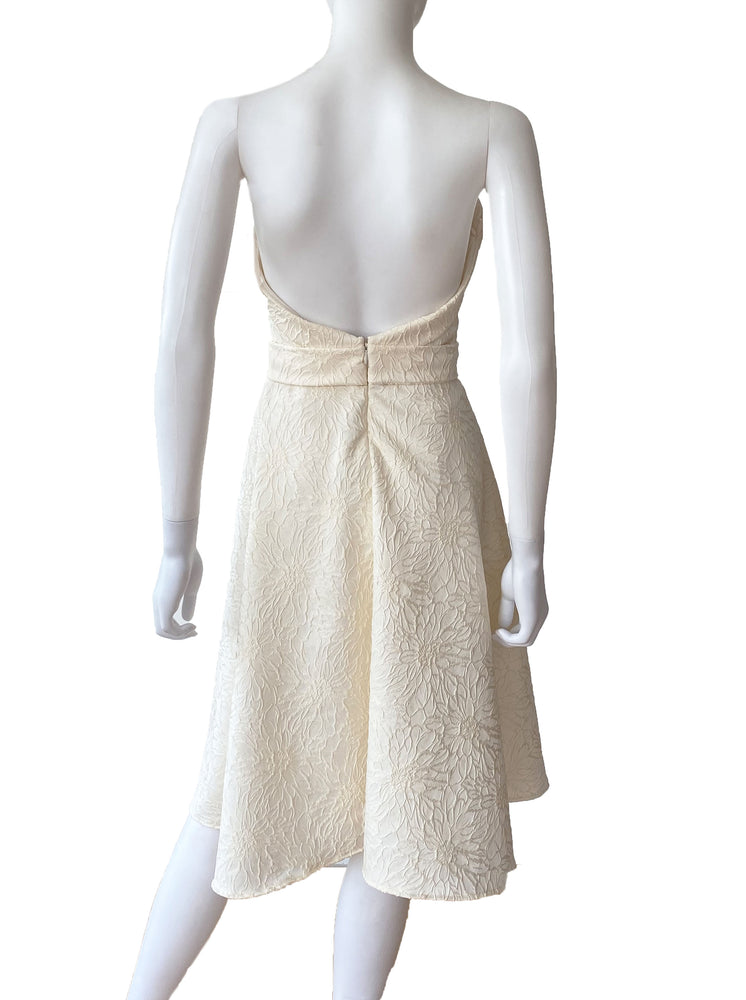 Vestido midi brocado ivory.